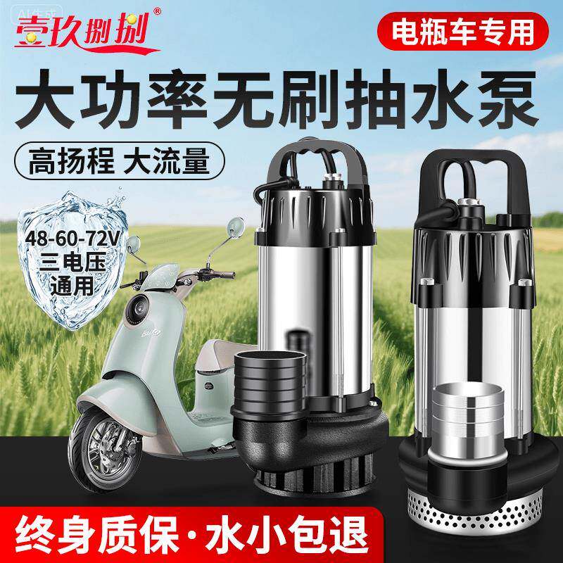 无刷直流潜水泵48V60V72V电动车电瓶车专用抽水泵农用浇菜灌溉机