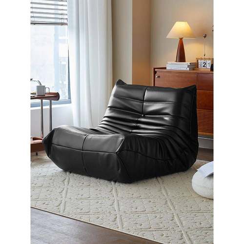 黑色毛毛虫沙发懒人单人休闲椅togo原版小户型阳台客厅躺卧真皮