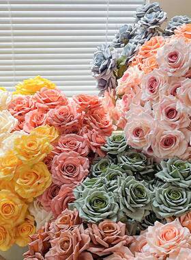 62055装卡布奇诺玫瑰花束假花彷干真花摆设客厅餐桌饰花燥插花花