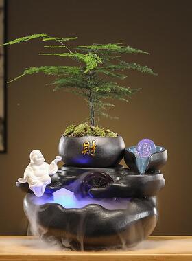 八方来财风轮99548流水喷泉摆件水环水办客公桌装饰厅桌面招财风