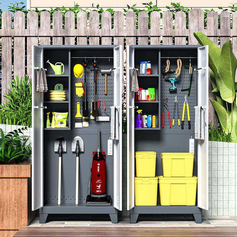 钢制户外阳台储物工具柜家政清洁柜商场保洁拖把收纳庭院防水防晒
