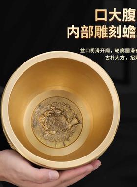 黄铜米缸金蟾百90201家福聚宝盆居摆工艺品精雕件聚财米缸铜缸供