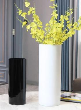 黑白70330色直圆口玻地璃花瓶落水培插花花酒店样板房简瓶约装筒