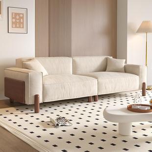政府补贴斯澜迪现代简约高级绒实木高脚沙发奶油风客厅豆腐块沙发