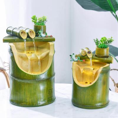 竹子喷泉流水摆件循环水水客厅办29620桌面招财风轮装饰礼开公店