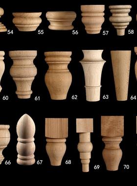 实圆木橡胶木脚24339车木圆美方脚床桌柜沙发木腿方脚圆柱球葫式