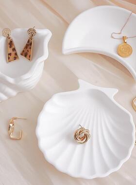 壳in08434s风白色贝盘海螺碟子收纳饰品摄影背景装饰摆件拍小照道