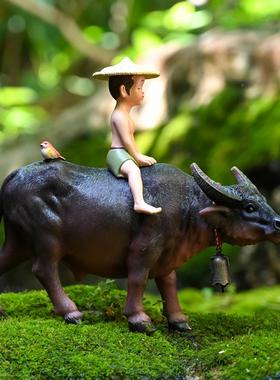 微景观小牛厅摆件桌面客玄关装设仿真水饰牛园艺布景树脂工21092