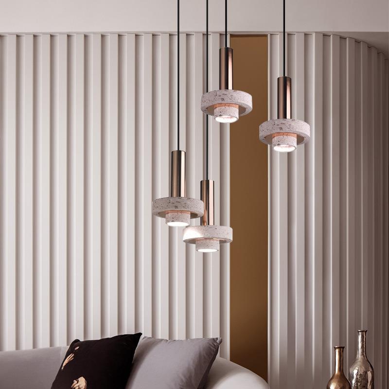 北欧创意圆形水磨石吊灯客厅餐厅书房酒吧个性简约网红吊灯包邮