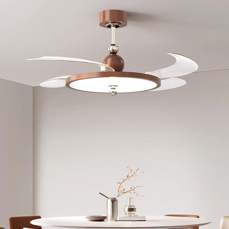 全光谱法式中古风餐厅风扇吊灯隐形扇叶变频静音卧室书房风扇灯