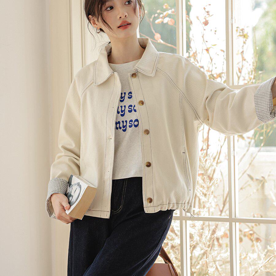 实拍2026春秋季新款韩版宽松设计感白色百搭洗水牛仔外套夹克衫女