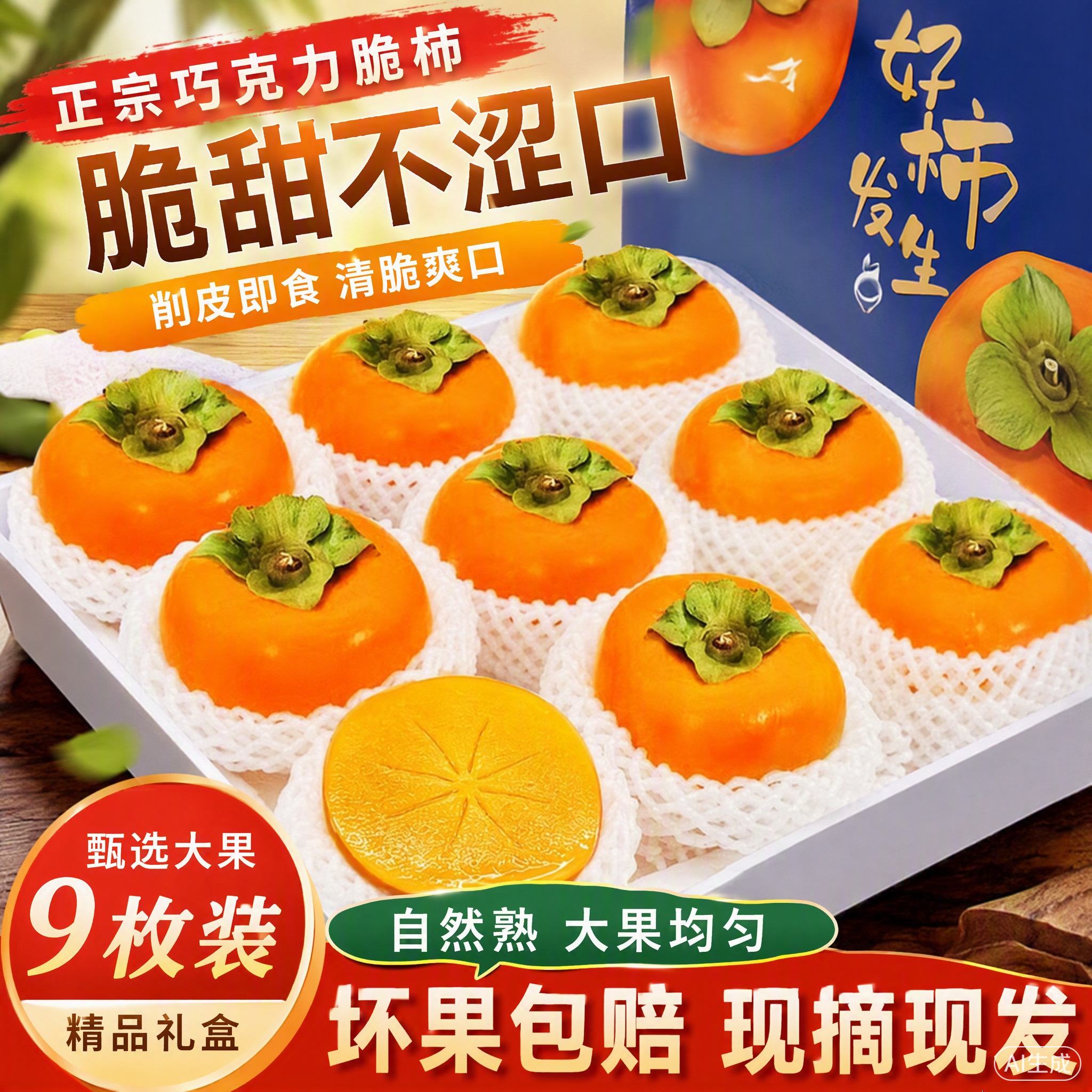 正宗巧克力脆柿子新鲜水果甜柿子柿子
