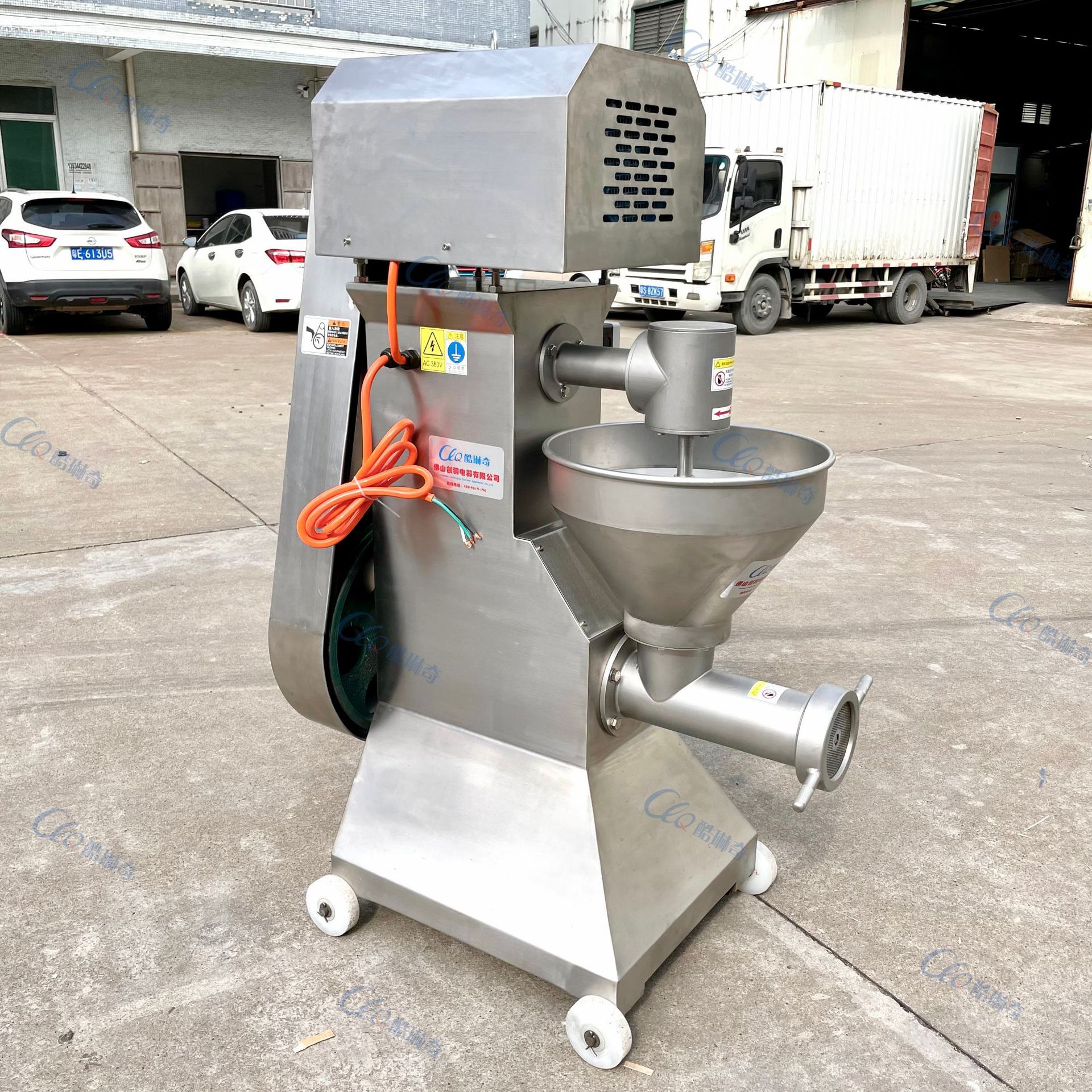 大型1000KG/小时产能鲜肉微冻肉绞肉机 食品厂用全自动肉馅绞肉机