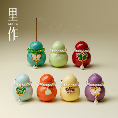 里作高颜值陶瓷葫芦线香插精致香座香托底座新中式家用香薰炉摆件