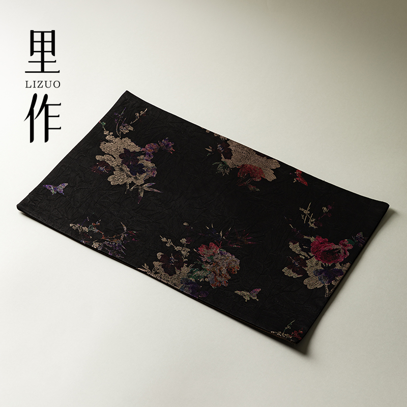 里作 新中式烫金印花茶席禅意手工双面茶桌垫子高档轻奢桌布桌旗