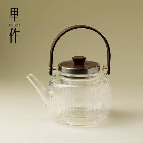 里作精致透明提梁煮茶壶