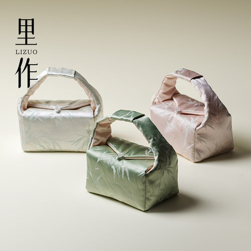 里作 高端织锦缎茶具收纳包户外便携一壶两杯防护包新中式茶事包
