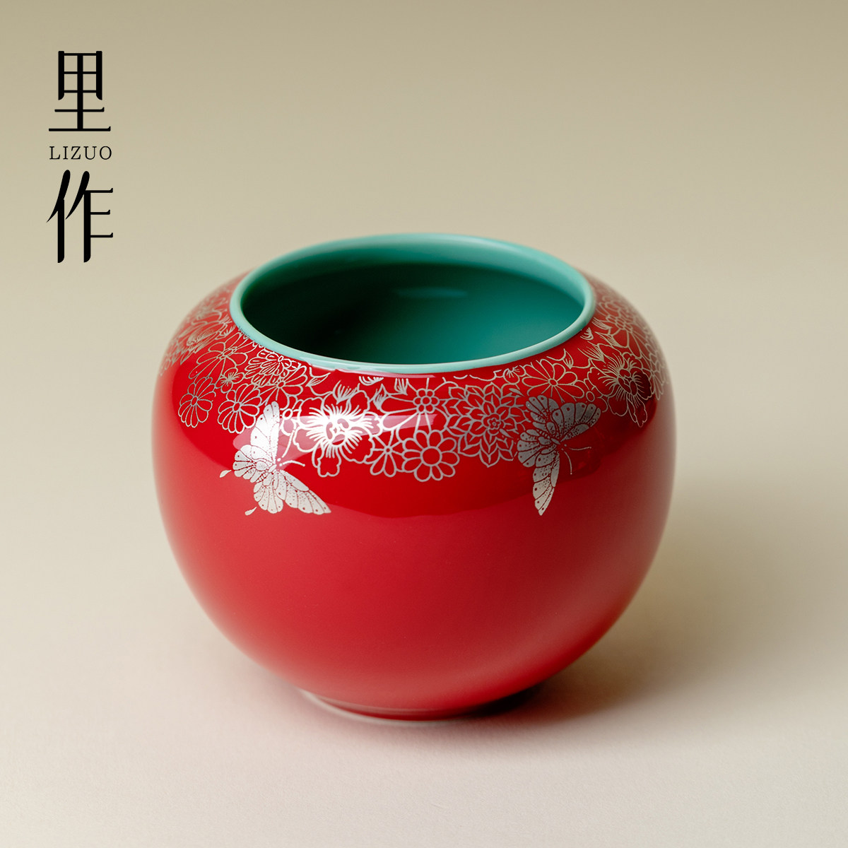 中国红漪鎏蝶建水纯银茶道