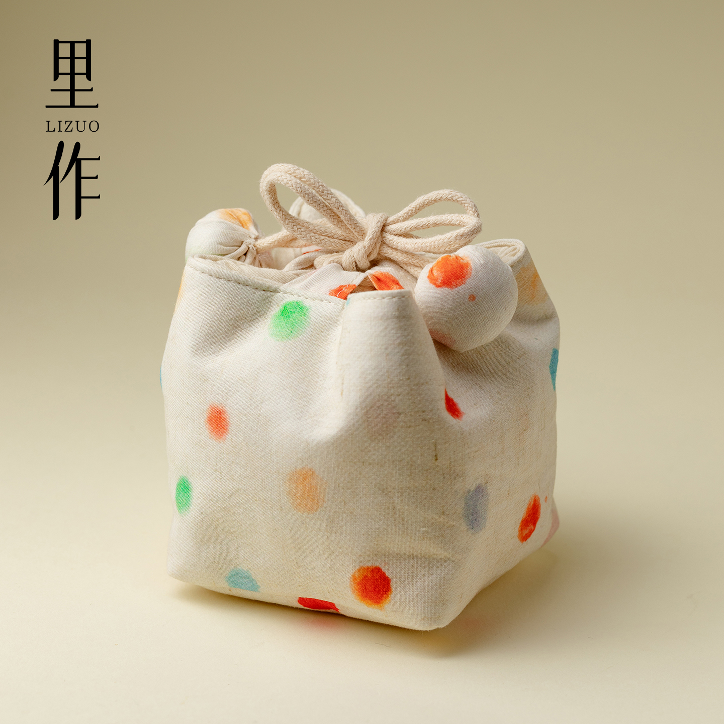 里作 日式棉麻波点茶事包盖碗茶壶加厚防护包便携式茶具收纳包包