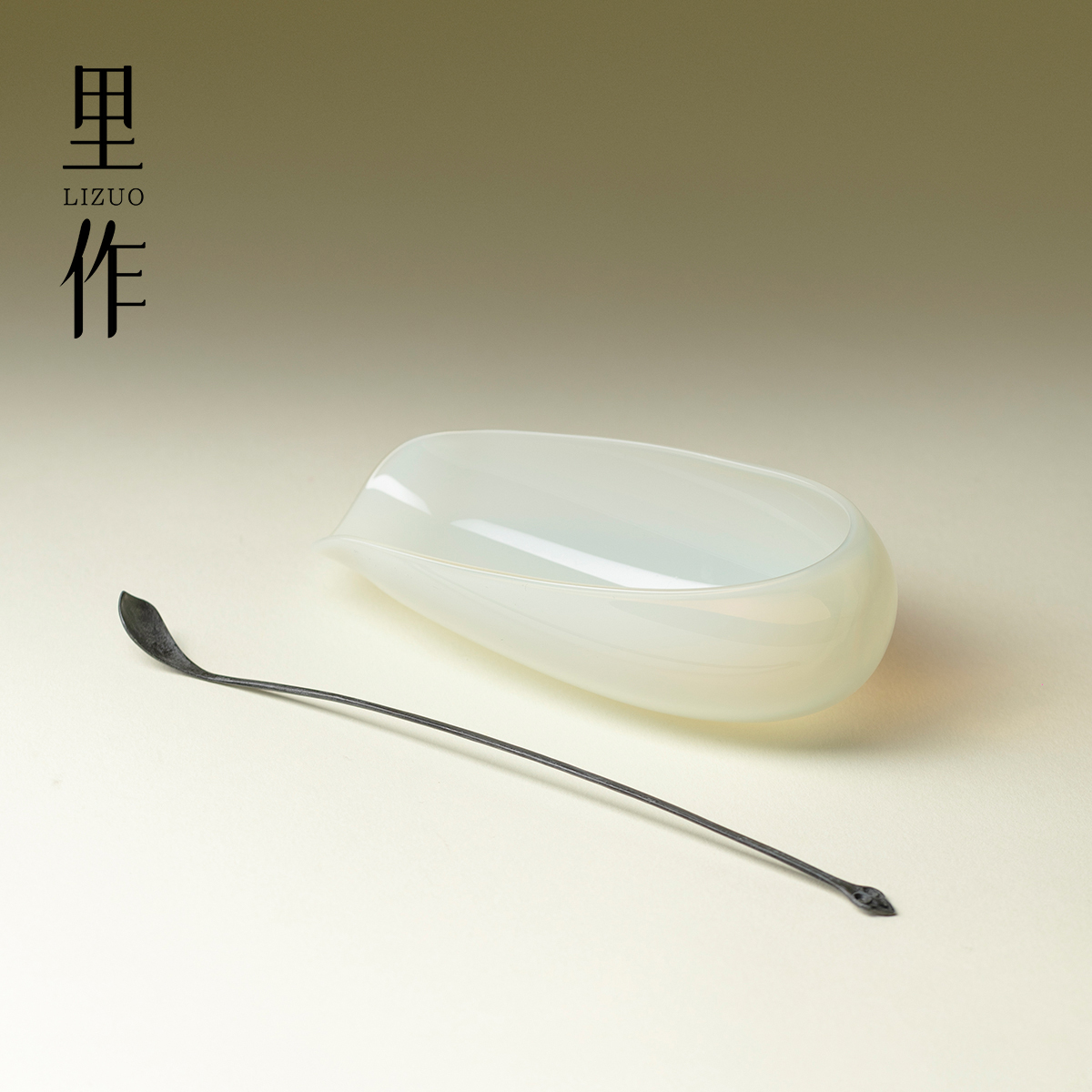 里作原创冰玉玻璃茶则两件套