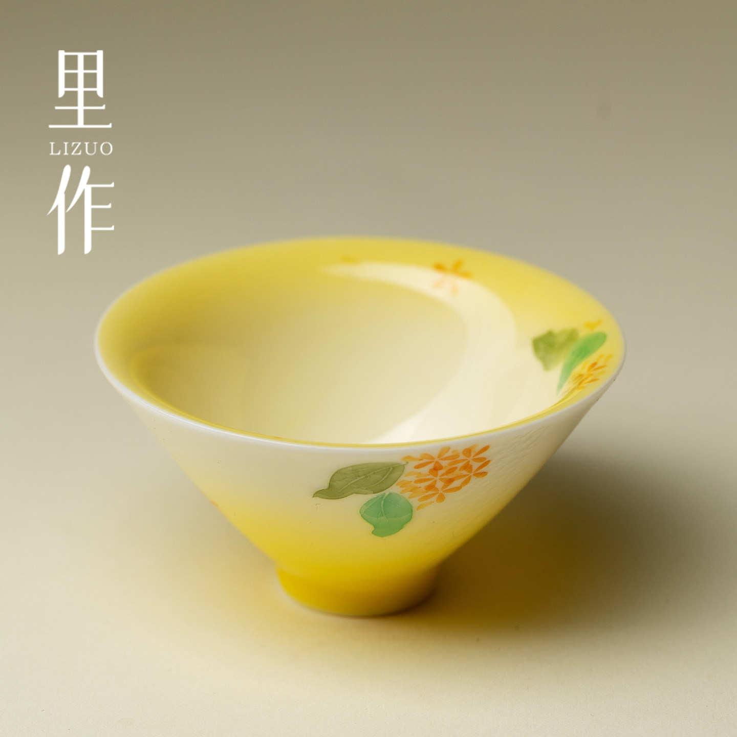里作小清新手绘桂月黄茶杯高端女士主人杯新中式高颜值品茗杯单杯图片