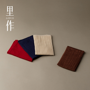 里作手工棉麻茶巾吸水小方巾家用茶道抹布简约功夫茶具纯色茶盘布