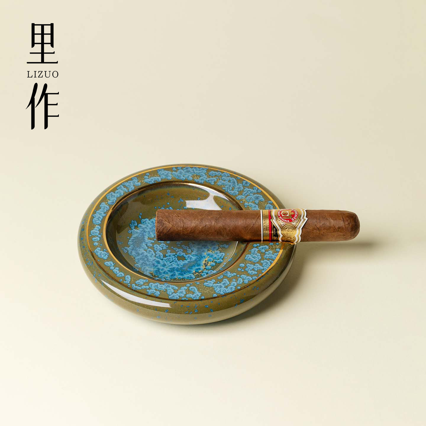里作 钧御官窑陶瓷烟灰缸家用客厅雪茄缸办公室复古绅士专用烟缸