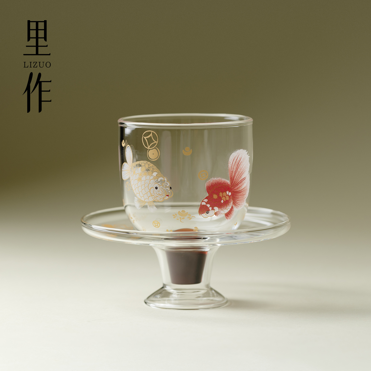 里作 金玉满堂玻璃金鱼主人杯新中式茶室品茗杯家用功夫茶具茶杯