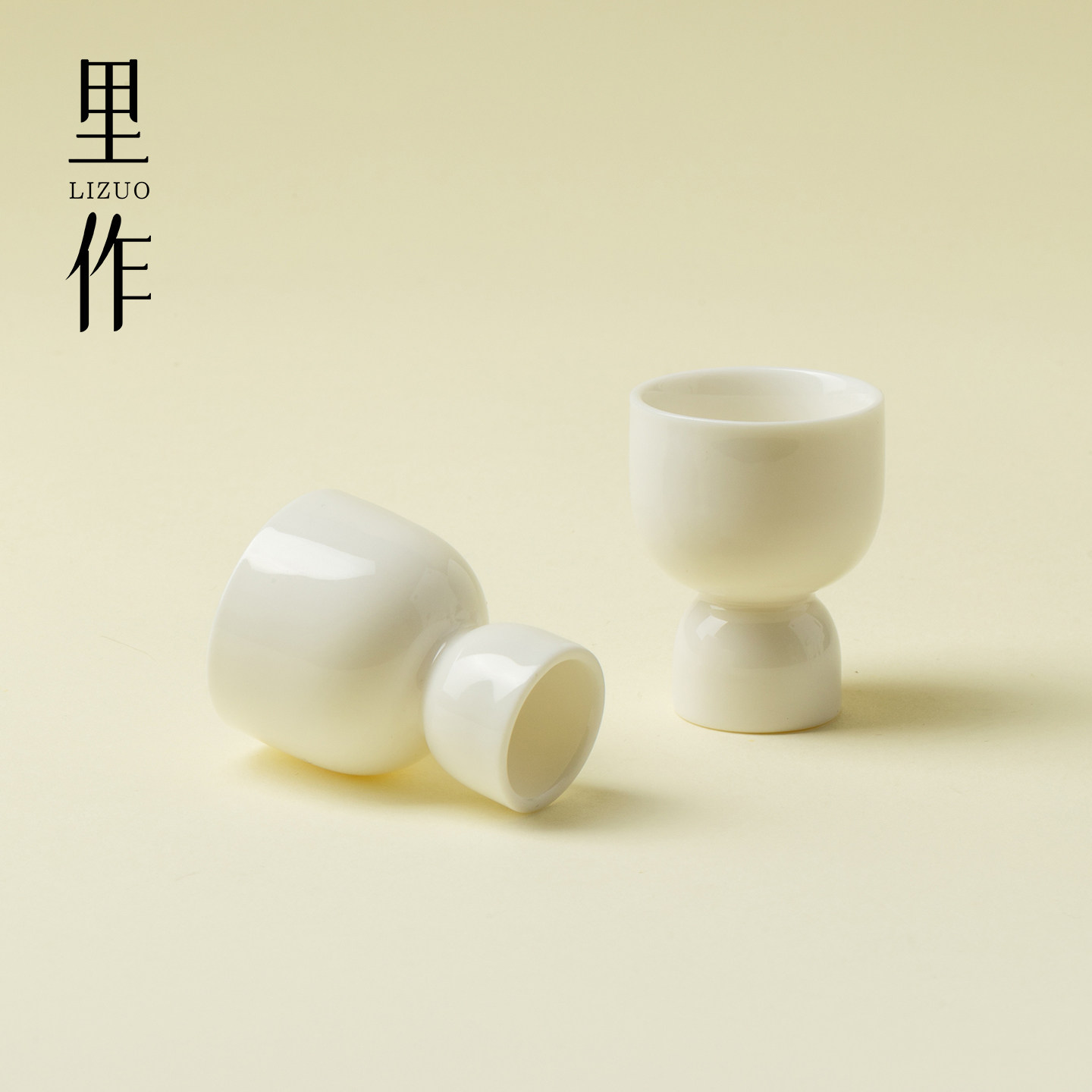 里作 新中式陶瓷白酒杯高级感甜白酒杯纯手工家用纯色酒具敬酒杯图片