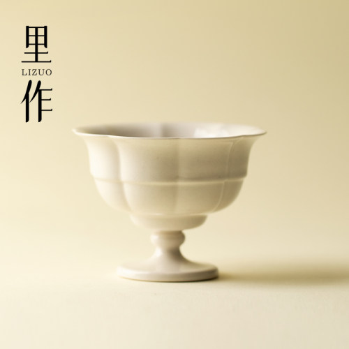里作 高颜值女士个人茶杯精致手工花口杯复古草木灰女神杯主人杯