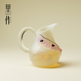 里作冰玉紫梦公道杯手工创意珍珠透明玻璃功夫茶具分茶器茶海匀杯