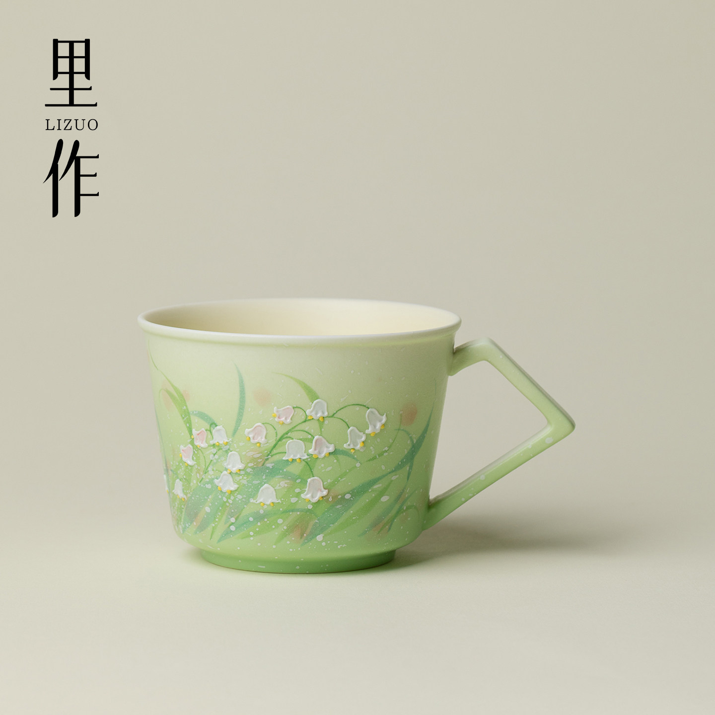 里作 小清新手绘铃兰马克杯新中式创意把手咖啡杯家用水杯泡茶杯