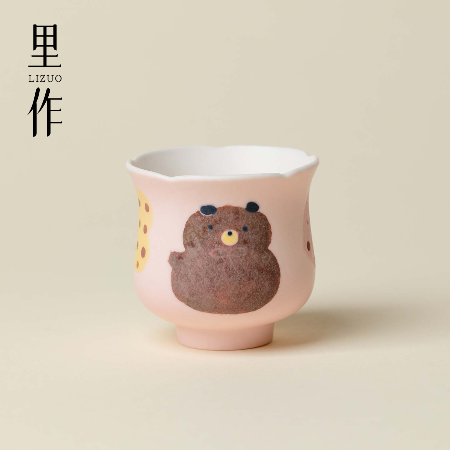 里作手绘小熊陶瓷茶杯可爱软萌治愈系主人杯家用功夫茶具品茗单杯