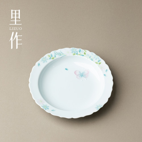 里作手绘灵影飘韵壶承高端手工釉下彩陶瓷干泡盘茶台茶盘茶壶托盘