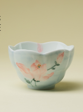 里作 手绘雾漫玉兰枯荷主人茶杯家用茶室陶瓷主人杯品茗杯花茶杯