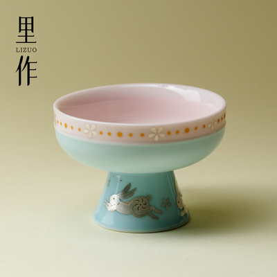 里作 高端银彩玉兔高足主人杯精致女士茶杯高颜值功夫茶具品茗杯