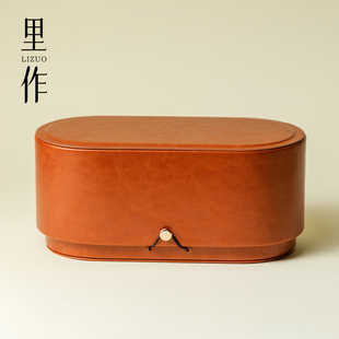 里作 旅行茶具收納包安藤雅信外出戶外隨身小皮包 棕色皮革便攜式