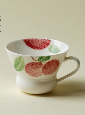 里作长安的荔枝手绘主人杯创意手工釉下粉彩茶杯高端陶瓷功夫茶具
