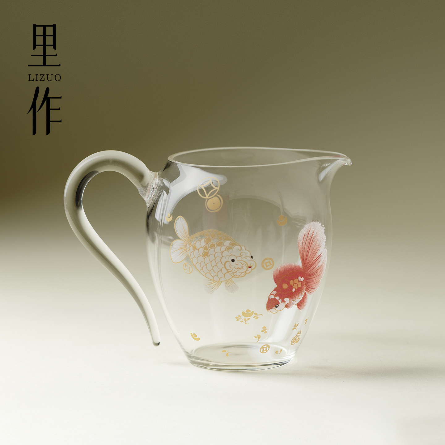 里作金玉满堂玻璃公道杯分茶器耐高温高硼硅有鱼家用透明茶海匀杯,餐饮具,公道杯,淘宝优惠券,粉丝福利购,淘宝优惠卷