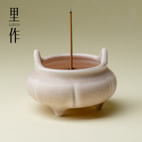 里作 日式窑变暮云粉线香炉插香炉创意陶瓷熏香炉家用室内香道炉