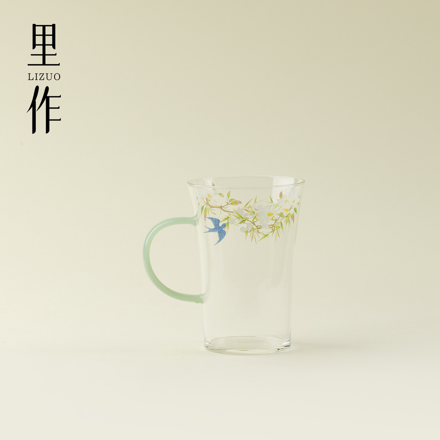 里作 高端精致透明玻璃水杯燕归来个人专用茶杯办公杯马克杯单杯