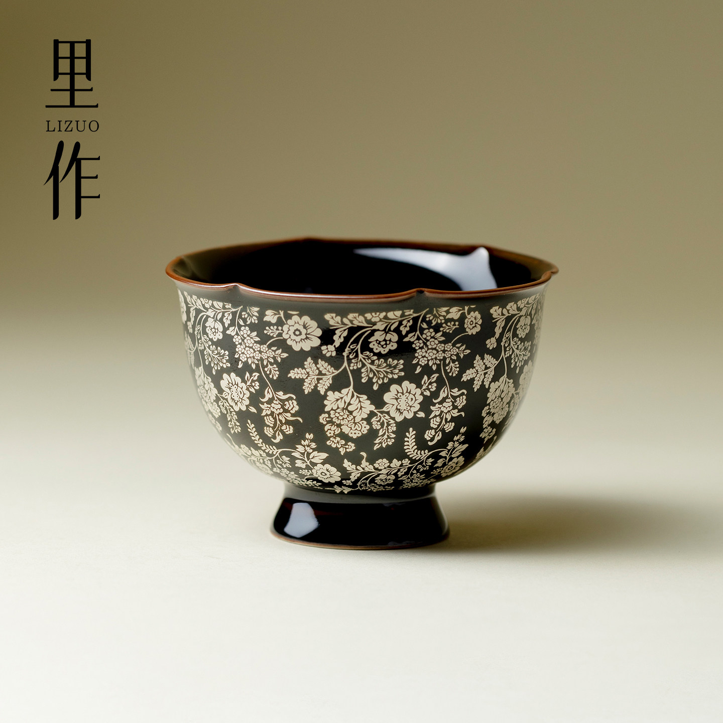 里作高端陶瓷手工主人杯高颜值轻奢小清新茶杯黑金釉个人用品茗杯