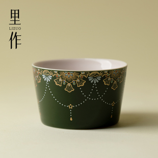 宫廷风错金银彩直筒主人杯高端陶瓷品茗杯功夫茶具茶杯单杯 里作