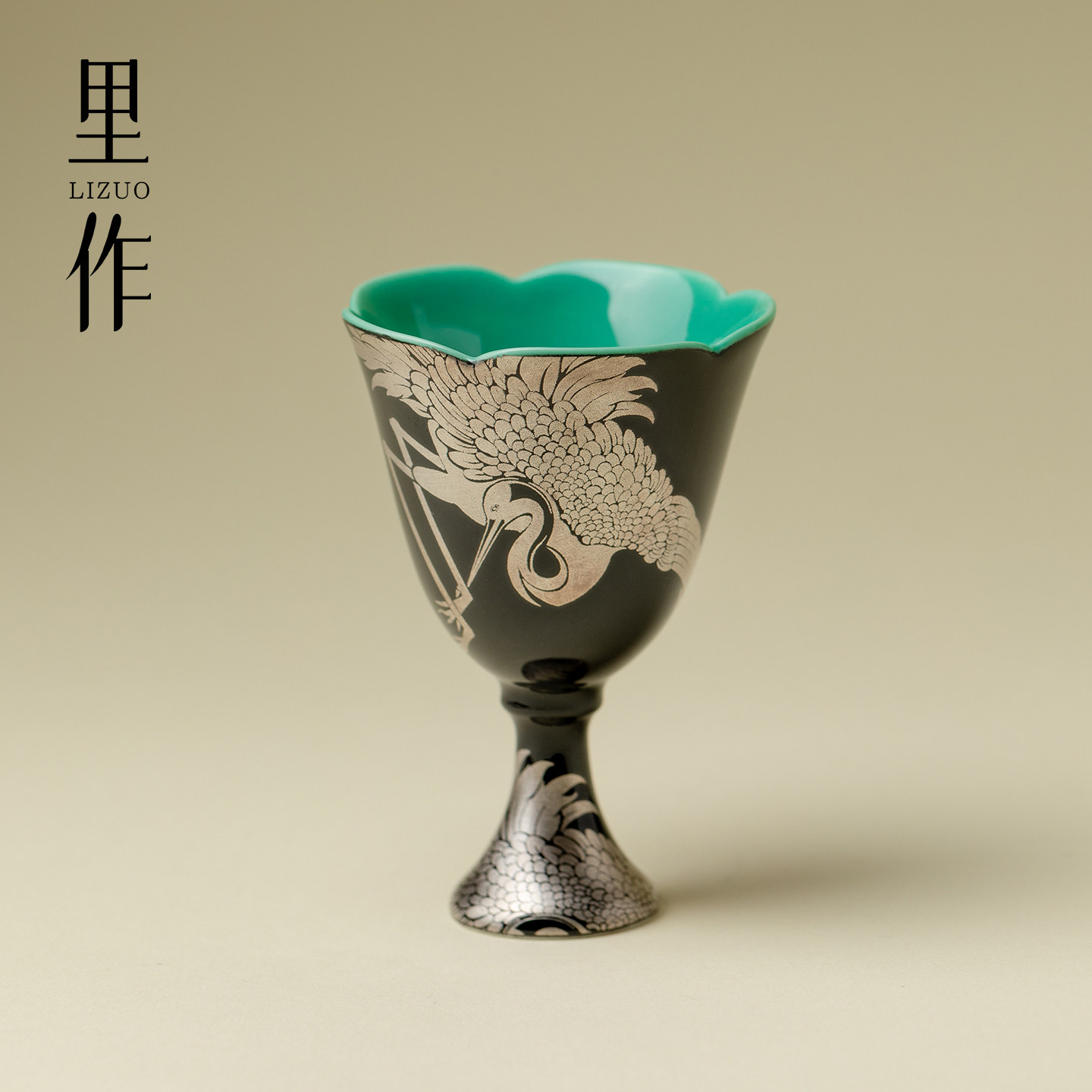 里作 乌金黑错金银墨鹤高足茶杯纯手工功夫茶具品茗杯精致主人杯,餐饮具,茶杯,淘宝优惠券,粉丝福利购,淘宝优惠卷