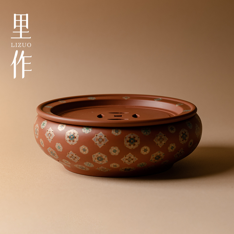 里作朱泥手拉胚茶盘禅意陶瓷壶承