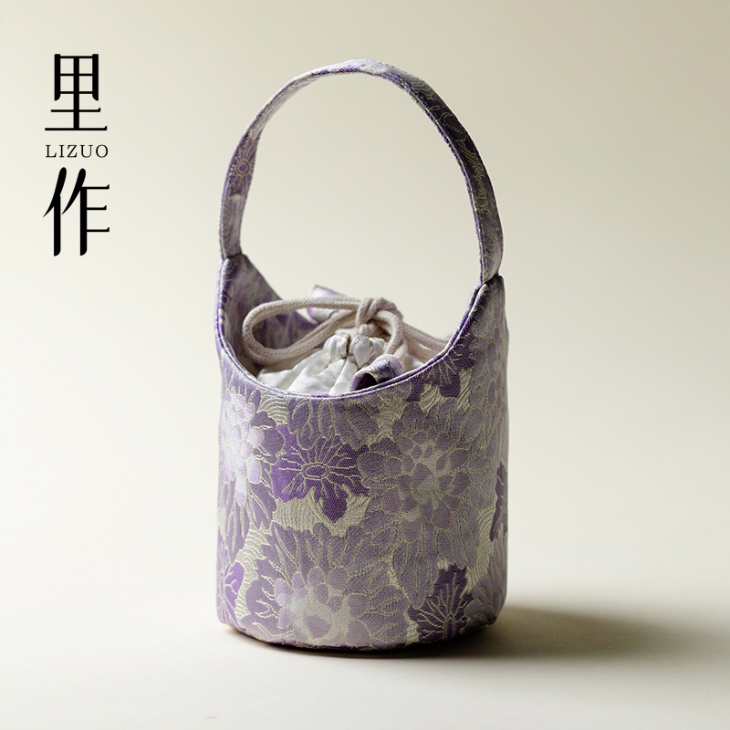 里作 新中式织锦缎茶事包高端茶具茶壶盖碗收纳包户外便携防护包