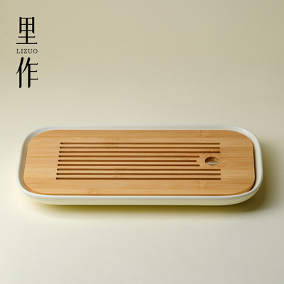 里作简约竹制茶盘家用托盘干泡盘小型储水功夫茶具日式沥水干泡台