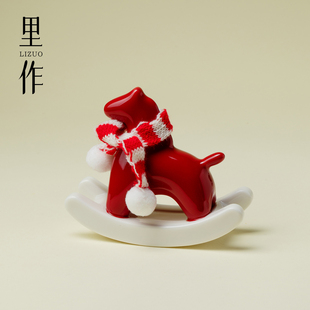 里作 招财小摆件文创迷你摇摇马2026新款生肖马年吉祥氛围装饰品