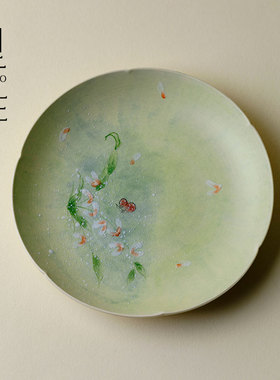 里作高颜值手工粉彩文心兰壶承日式小清新干泡盘功夫茶具创意茶承