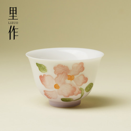 里作 高端茶具有田烧手绘蝴蝶兰福灵茶杯家用接待客人精致品茗杯